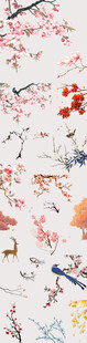 中国风手绘花鸟植物素材