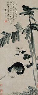 芭蕉猫戏图