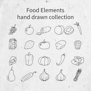 手绘食物元素集合