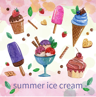 夏日缤纷冰淇淋插画