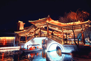 台儿庄景区夜景 