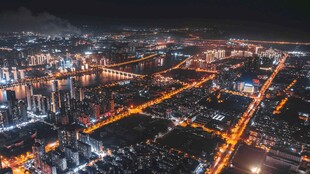 广西柳州城中区夜景风光