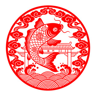 鲤鱼跃龙门矢量图