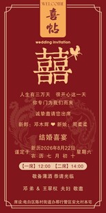中式喜庆婚礼请柬设计