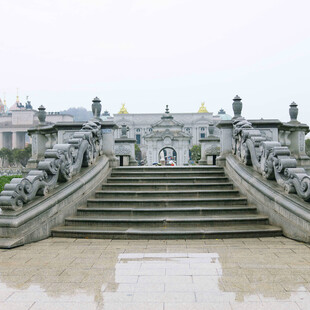 中式古建筑阶梯景观