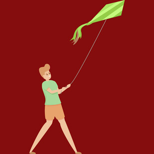 女孩户外快乐放风筝