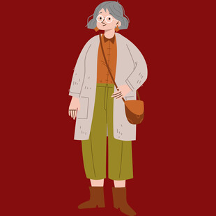 时尚老年女性形象插画