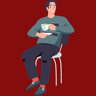 坐着品茶的男士