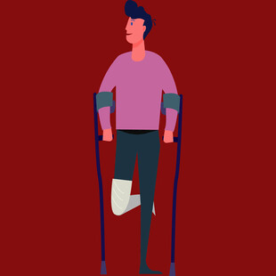 拄拐的腿部伤残人士
