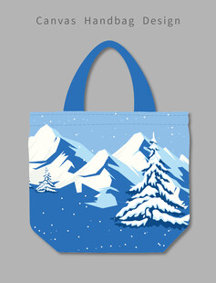 冬季雪山风景手提袋设计