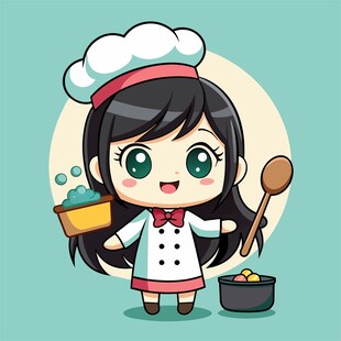 女孩厨师卡通