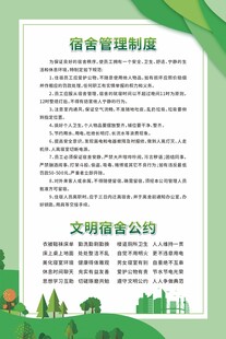 宿舍管理制度文明公约绿色展板