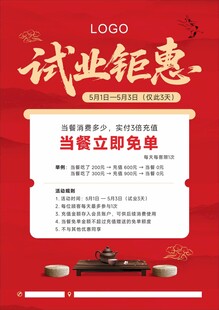 茶楼试业钜惠海报 