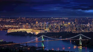 夜幕下的城市桥梁美景