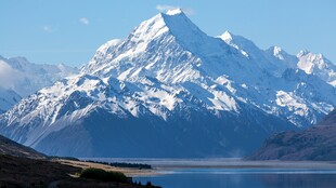 壮丽雪山下的静谧湖泊