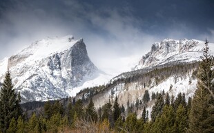 雪山森林壮丽自然景观