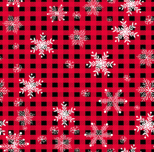 红底雪花格子圣诞图案