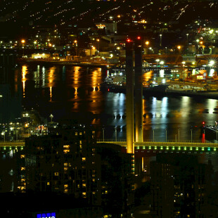 城市璀璨夜景灯光倒影