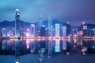 现代都市风光香港维多利亚港夜景