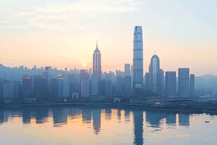 香港天际线日出时分商业