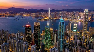 城市夜景香港都市海港