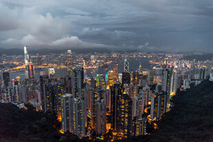 香港太平山俯瞰城市夜景