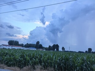 田野上方的壮观积雨云