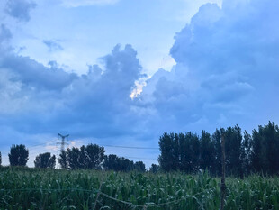 乌云下的田野景观