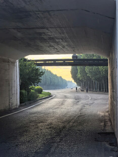 桥下道路通向远方风景