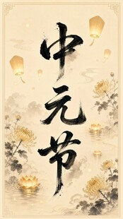 传统中元节古风插画