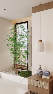 现代浴室中的绿植装饰