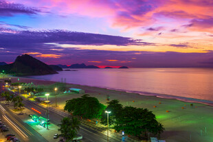 海滨绚丽晚霞夜景风光