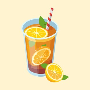 柠檬茶饮插画