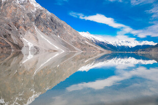 雪山湖泊美景倒影