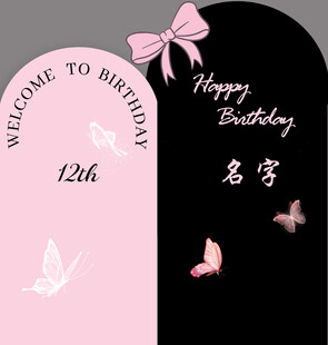 生日蝴蝶结背景墙  
