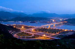 夜幕下的城市桥梁美景