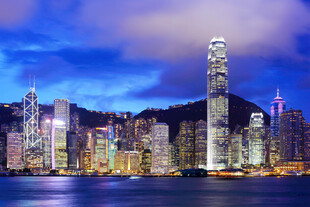 香港璀璨夜景城市天际线
