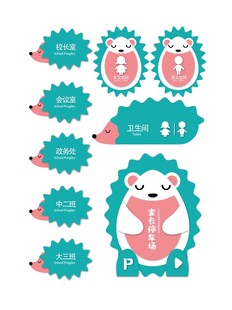 可爱刺猬主题门牌图案