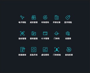 简约蓝色系智能设办功能图标集