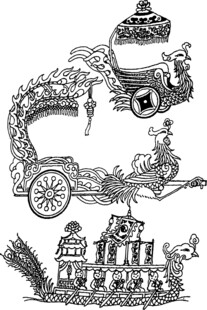 童话风梦幻马车与城堡插画