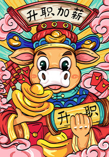 牛年国潮插画         