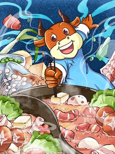 牛年国潮插画         