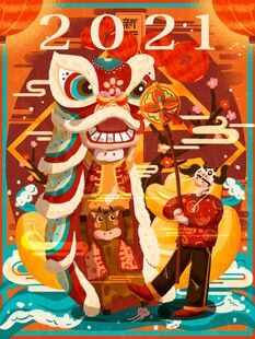 牛年国潮插画         