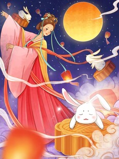 中秋国潮插画         
