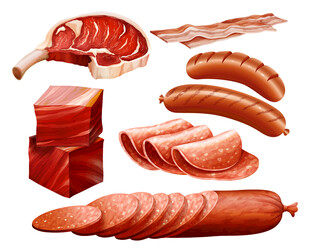 多样肉类切片展示