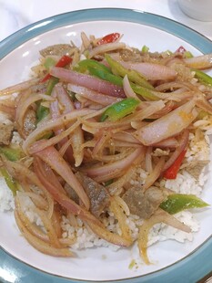 洋葱青椒炒肉 盖浇饭