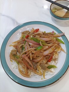 洋葱青椒炒肉 盖浇饭
