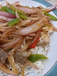 洋葱青椒炒肉 盖浇饭