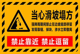 当心滑坡塌方警示标志