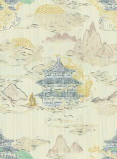 古风山水楼阁图案纹理 民族风